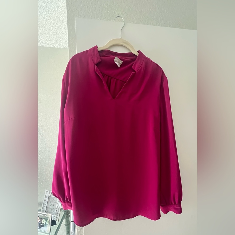 Chico’s Maroon Rich Tone Blouse – Size 3 (XL/16